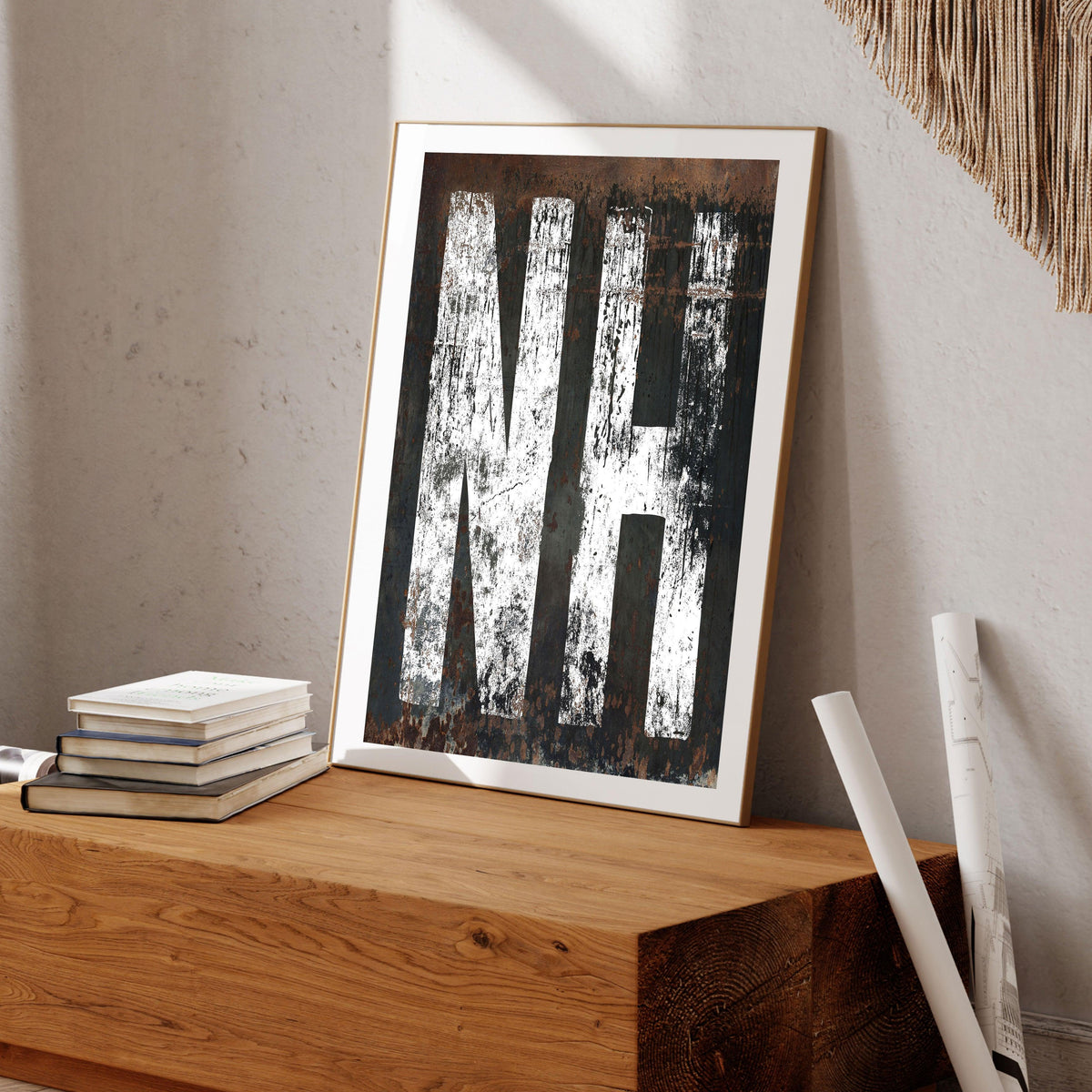 New Hampshire Home State Poster Wall Art - NH State Sign Western Style Rustic Print