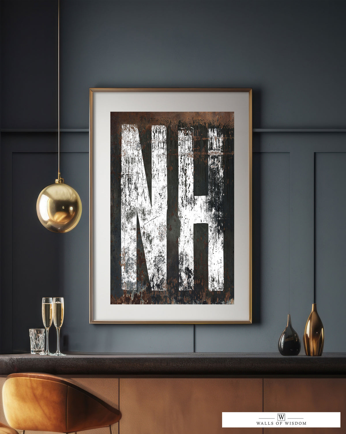 New Hampshire Home State Poster Wall Art - NH State Sign Western Style Rustic Print