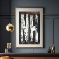 New Hampshire Home State Poster Wall Art - NH State Sign Western Style Rustic Print