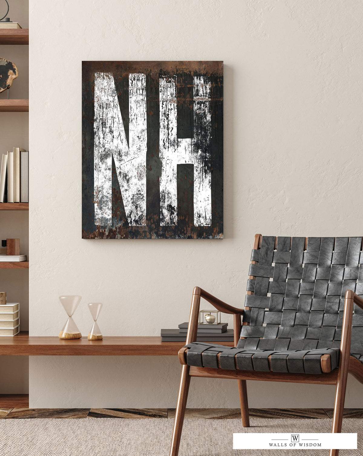 New Hampshire Typography Canvas Art Print: Where Farmhouse Charm Meets Industrial Style
