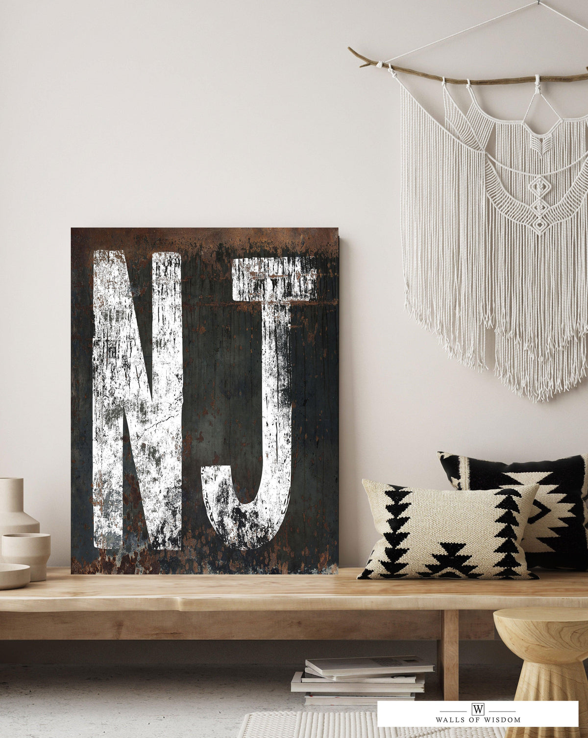 Vintage New Jersey Typography Wall Art: Rustic Elegance Meets Industrial Cool