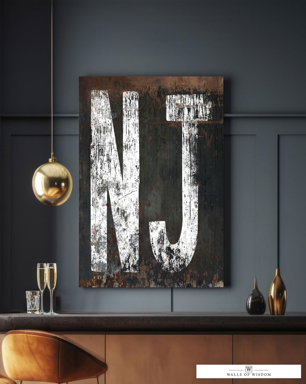 Vintage New Jersey Typography Wall Art: Rustic Elegance Meets Industrial Cool