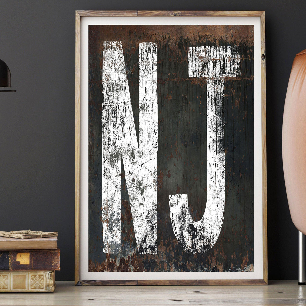 New Jersey State Rustic Poster Print - NJ Home State Sign Western Style Wall Art Print