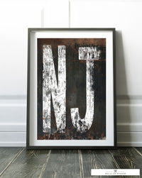 New Jersey State Rustic Poster Print - NJ Home State Sign Western Style Wall Art Print