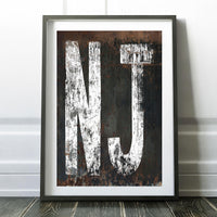 New Jersey State Rustic Poster Print - NJ Home State Sign Western Style Wall Art Print