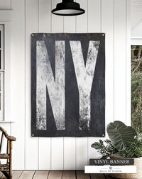 NY Bar Sign: Backyard Vinyl Decor - Rustic Outdoor Sign Inspired by New York