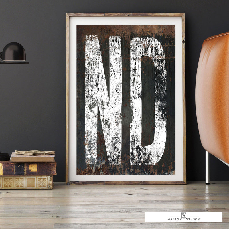 North Dakota Home State Southwestern Poster Print - ND State Sign Retro Style Vintage Print Wall Art