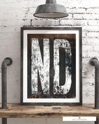North Dakota Home State Southwestern Poster Print - ND State Sign Retro Style Vintage Print Wall Art