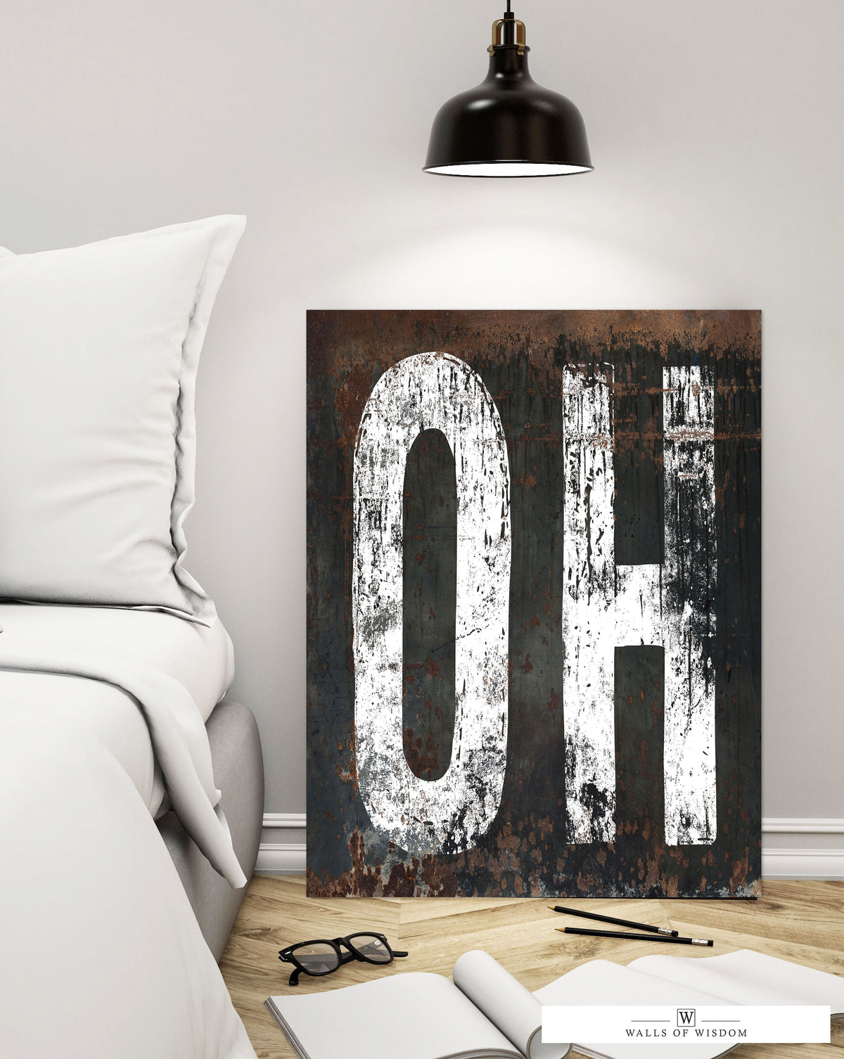Ohio Home State Tribute Typography Canvas Wall Art: A Rustic Journey Through the Buckeye State
