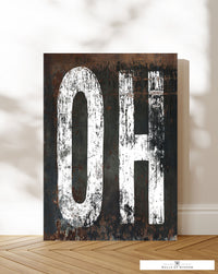 Ohio Home State Tribute Typography Canvas Wall Art: A Rustic Journey Through the Buckeye State