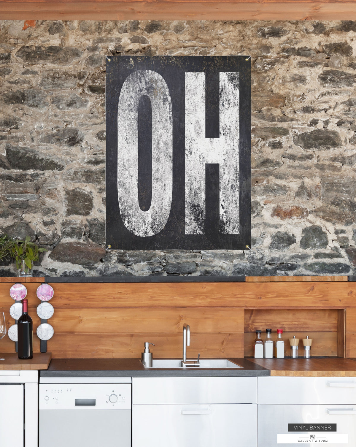 Ohio-themed vinyl banner featuring the cityscape of Columbus and Lake Erie's shores.