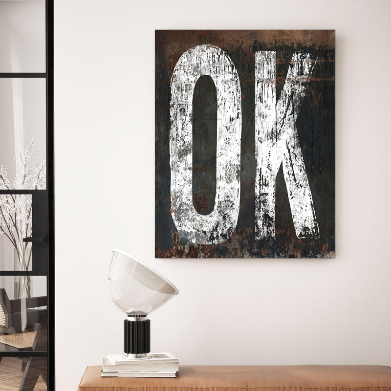Oklahoma State Western Wall decor in black and white.