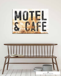 Retro Motel & Cafe Vintage Canvas Wall Art - Distressed Sign Authentic Bar Decor