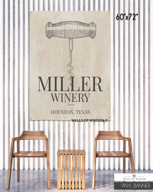 Personalized Winery Patio Decor Vinyl Sign - Waterproof Backyard Vintage Patio Sign for Wine Lovers