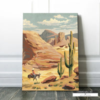 Southwest Landscape with Cowboy - ready to hang Canvas with western style.