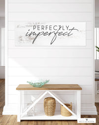 Perfectly Imperfect Farmhouse Decor Motivational Wall Art Canvas