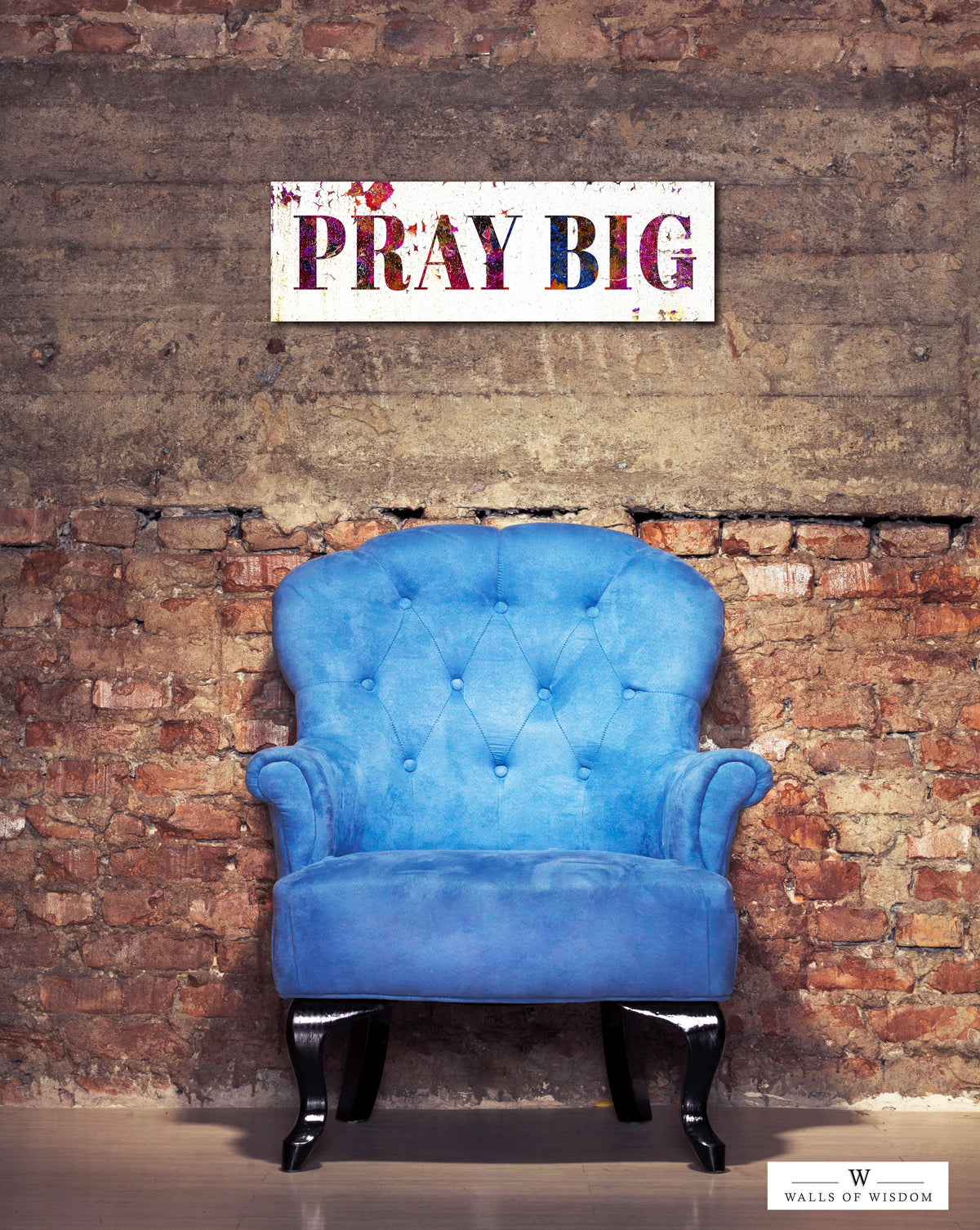Pray Big Canvas Sign - Colorful Christian Rustic Wall Art for Living Room