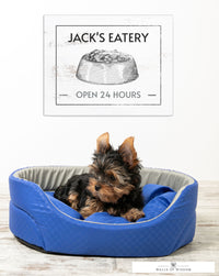 Custom Dog Room Pet Name Sign - Pup's Eatery Pooch Palace Wall Art