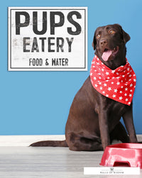 Pups Eatery Dog Room Food Sign Canvas Wall Art - Pet Room Decor