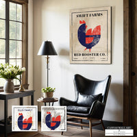 Personalized Vintage Rooster Canvas Sign with Worn Distressed Paper Background