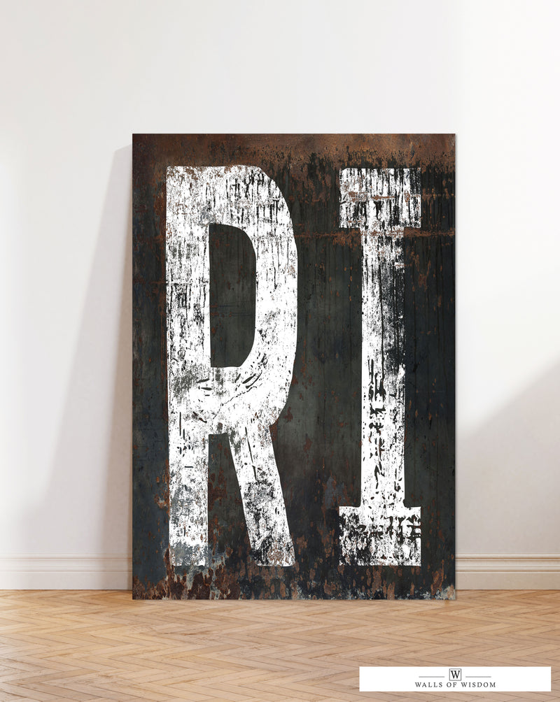 Ride the Wave of Rhode Island Style Home State Typography Art: Vintage Rustic Ocean State Canvas Art