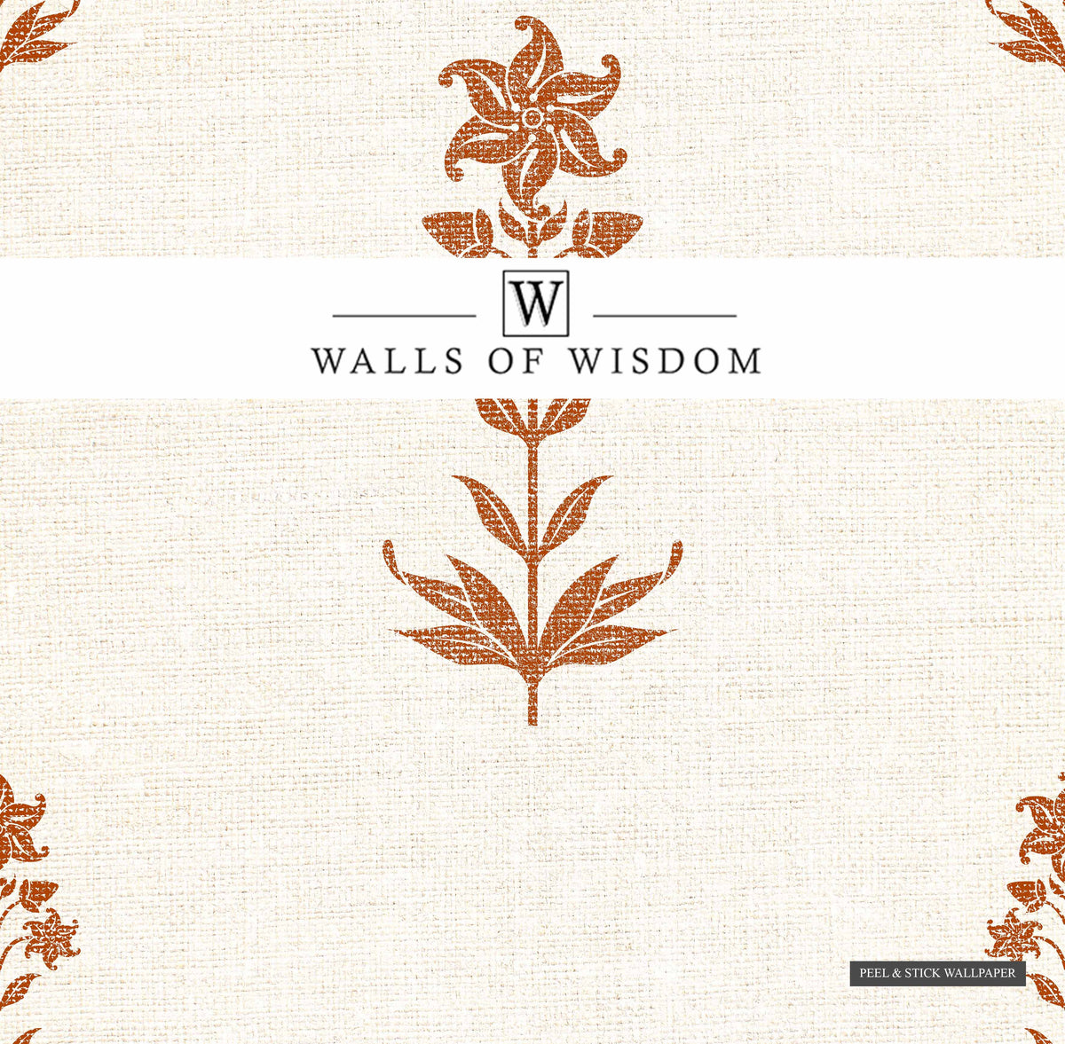 Neutral Rust Floral Wallpaper adding depth to western-themed spaces.