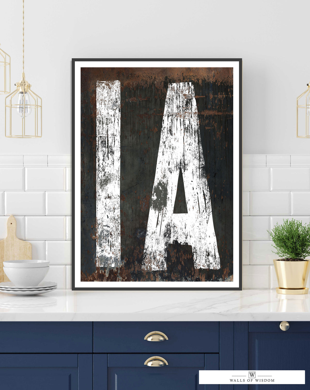 Iowa Home State Typographic Poster Print - IA State Southwest Style Rustic Wall Art
