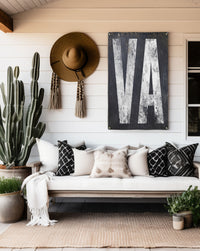 Charming Virginia 'VA' garden banner, blending durable vinyl with rustic Western flair for home bars or outdoor spaces.