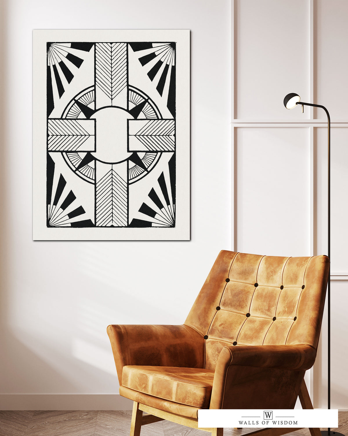 Southwest Abstract Cross Black and White Canvas Print