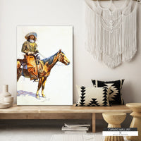 Vintage Old West canvas print with bold colors and dramatic brushstrokes.