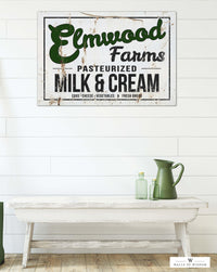 Aged Milk & Cream Farmhouse Canvas Sign - Classic & Versatile Farm Decor