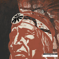Bold and detailed Native American Chief canvas artwork in warm earth tones, ideal for statement walls.
