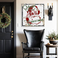 Vintage Santa Farmhouse Wall Art - Rustic Christmas Decor