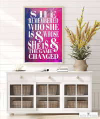 She Remembered Who She Was - Bright Pink Motivational Christian Wall Art Canvas
