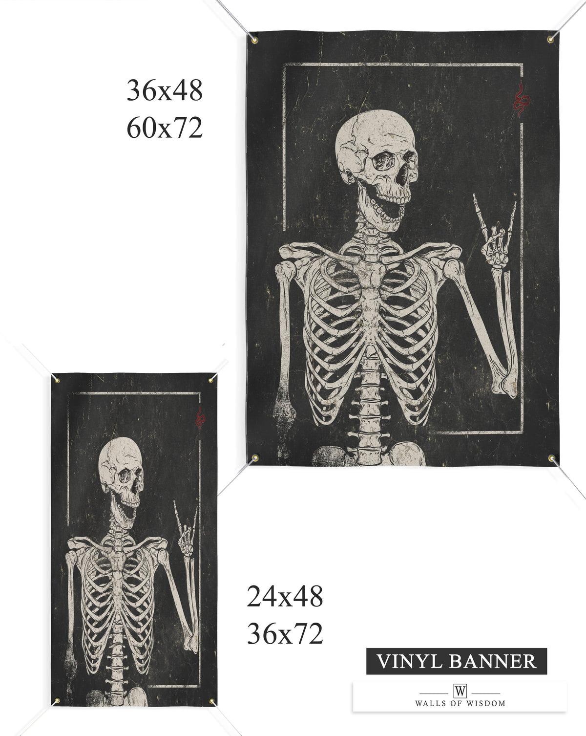 Spooky Skeleton Halloween Outdoor Porch Sign - Patio Decor Vinyl Sign