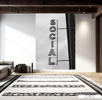 Modern entryway enhanced by Western style 'Social' wallpaper mural