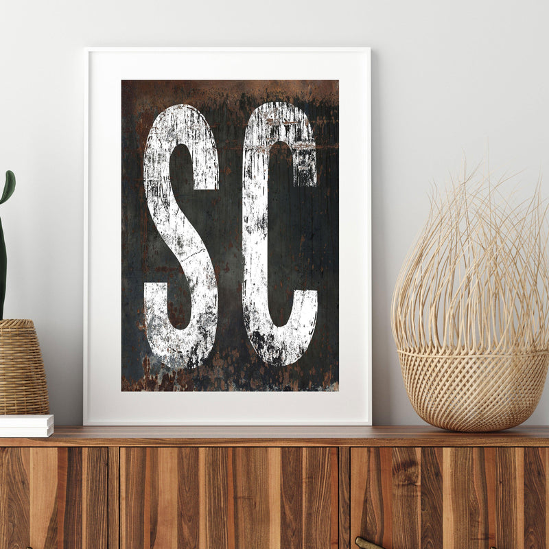 South Carolina Home State Typography Poster Print - SC State Sign Rust ...