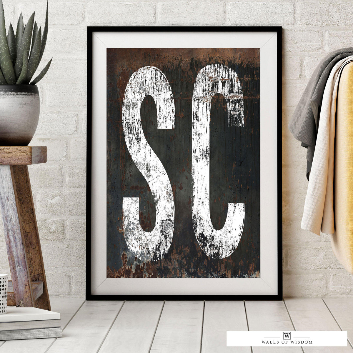 South Carolina Home State Typography Poster Print - SC State Sign Rustic Western Print Wall Art