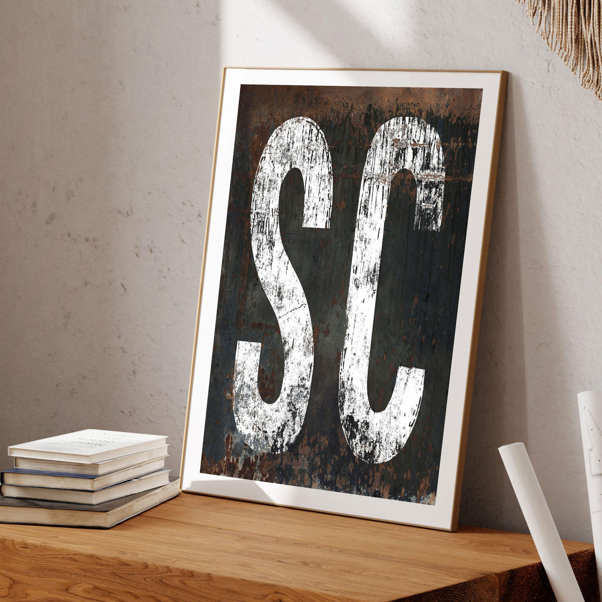 South Carolina Home State Typography Poster Print - SC State Sign Rustic Western Print Wall Art