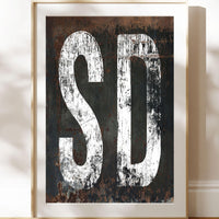 South Dakota Home State Western Poster Print - SD State Sign Rustic Vintage Print Wall Art