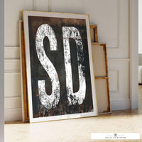 South Dakota Home State Western Poster Print - SD State Sign Rustic Vintage Print Wall Art