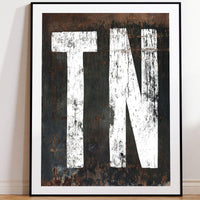 Tennessee Home State Sign Poster Vintage Sign - TN State Vintage Wall Art Print - Industrial Bar & Lounge Decor