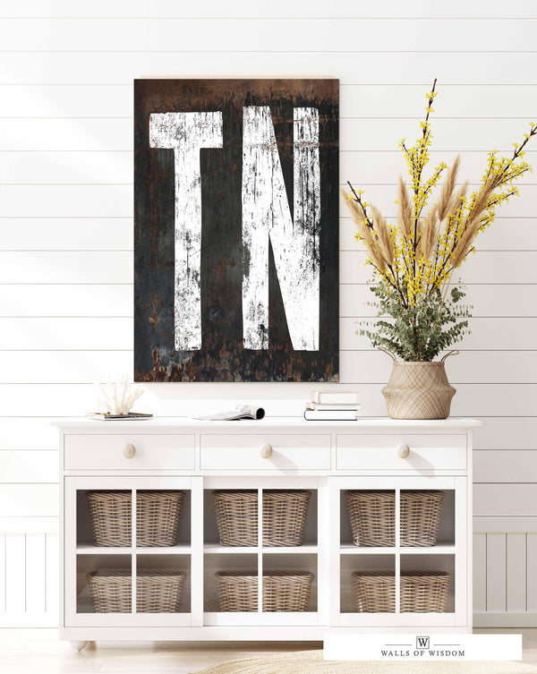 Tennessee Home State Vintage Canvas Wall Art  - Retro TN Lovers Rustic Loft Home Bar Decor