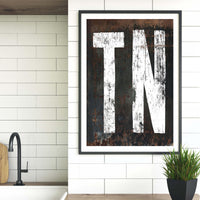 Tennessee Home State Sign Poster Vintage Sign - TN State Vintage Wall Art Print - Industrial Bar & Lounge Decor