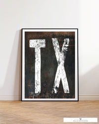 TX Sign Texas Country Poster - Vintage Rustic Signage Texas Lover Gift