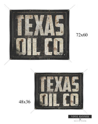 Texas Oil Co Outdoor Vinyl Banner - Texas Style Backyard Patio Wall Art