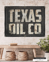 Texas Oil Co Outdoor Vinyl Banner - Texas Style Backyard Patio Wall Art