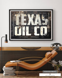 Texas Wall Art Oil Field Decor - TX Oil Co Poster Print