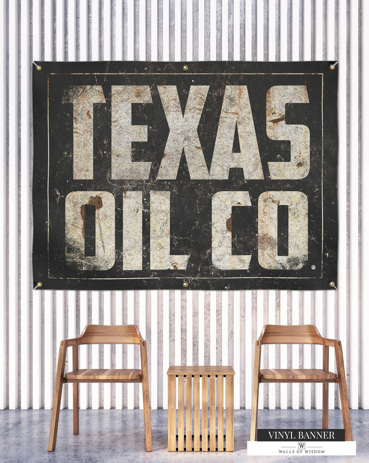 Texas Oil Co Outdoor Vinyl Banner - Texas Style Backyard Patio Wall Art