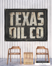 Texas Oil Co Outdoor Vinyl Banner - Texas Style Backyard Patio Wall Art